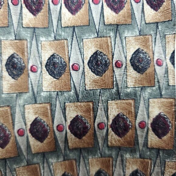 Colours Alexander Julian Geometric Green Silk Tie - Picture 2 of 6